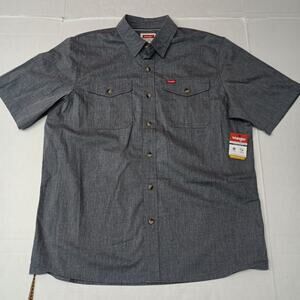 Wrangler Men's Relaxed Fit Woven Button Up Shirt Size L Gray